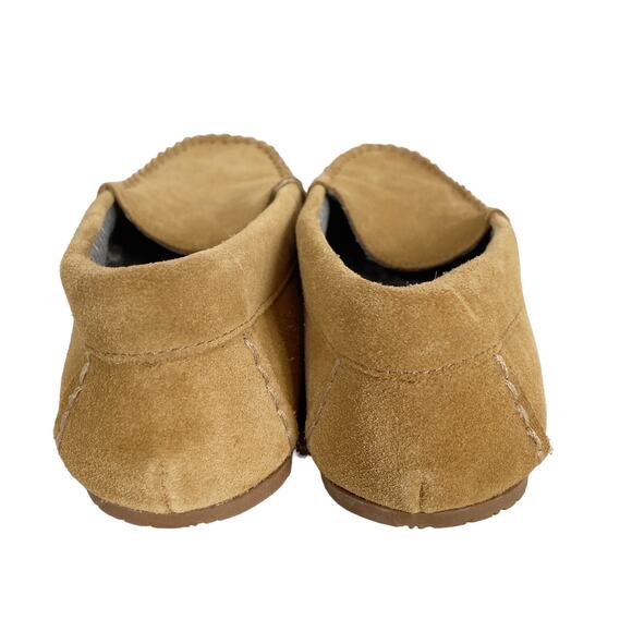 Lands End Womens Slippers Suede Leather Flannel Lined Tan Brown Size 11 - Picture 5 of 10